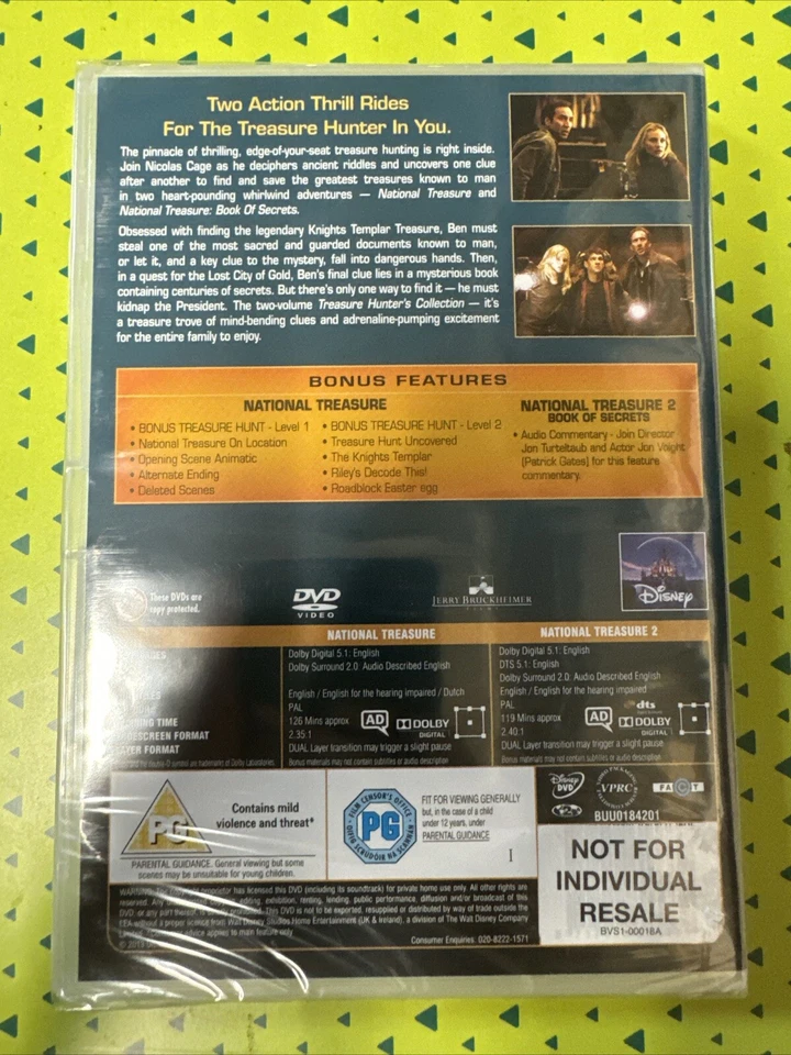 National Treasure 1 & 2 Double DVD NEW SEALED DVD - Image 2 of 2