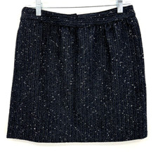 Ann Taylor Loft Skirt Womens 4 Black Blue Tweed Pockets Straight Lined