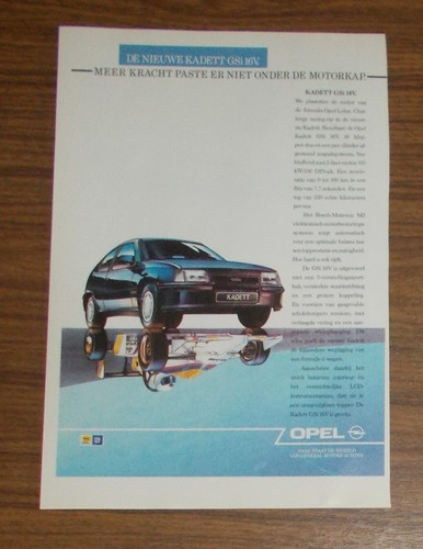 Seltene Werbung OPEL KADETT GSi 16V Mehr Kraft paßte nicht unter Motorhaube 1990