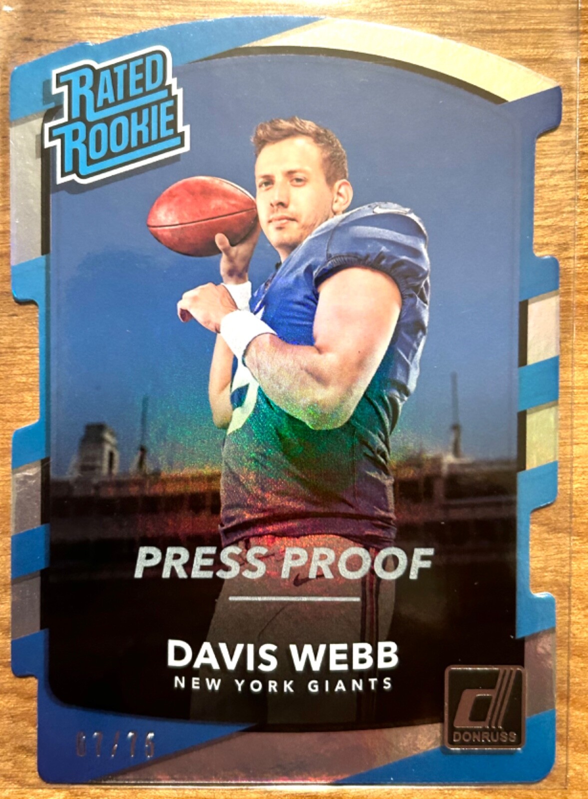 2017 Donruss - Davis Webb - Rated Rookie - Blue Press Proof SP /75 NFL QB Coach