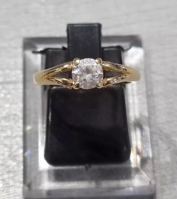 Einzelner funkelnder Ring 14 kt Gelbgold Größe I