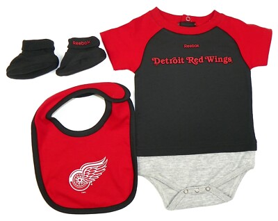 Detroit Red Wings Infant Baby Creeper Bib & Bootie 3-Piece Set