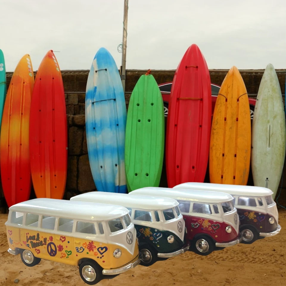 Mini Metal VW surf bus hippy campervan die cast pull back models Christmas Xmas - Image 2 of 4