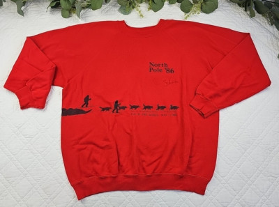 VTG Hanes Steger Mukluks Expedition Red Pullover Sweatshirt 1986 Ely MN Size XL