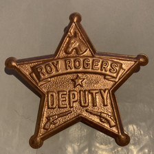 Vintage Roy Rogers Deputy Star Badge Star Copper Colored w/Guns Horse 2.25