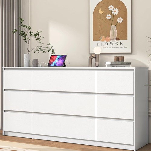 63 in Modern Large Wood Chest of Drawers, 9 Drawer Dresser with ...