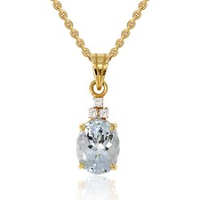 Pendant Jewelry 2.23cts Aquamarine Diamond Yellow Gold 18K Natural Gemstone