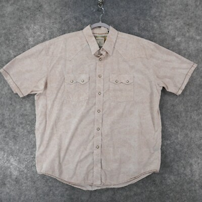 Panhandle Slim Rough Stock Shirt Mens Extra Large Snap Up Beige Paisley