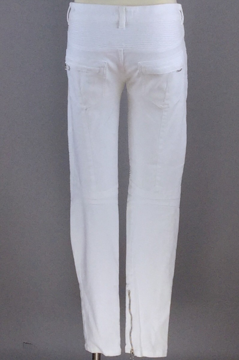 【値下げ】BALMAINホワイト ストレートデニム　34 値下げ】BALMAINホワイト ストレートデニム 34