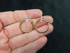 Vintage Gold Tone Medium Size Sleek Hoop Pierced Earrings