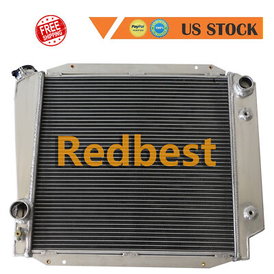 3Rows Aluminum Radiator For 1966-1977 Ford Bronco Wagon Pickup 2.8L 3.3L 4.9L V8