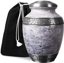 Cremation Urn for Adult Human Ashes - Large Handcrafted Funeral Memorial with St