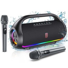 Party Karaoke Machine, Waterproof Bluetooth 2 MiC Speaker For Outdoor Camping