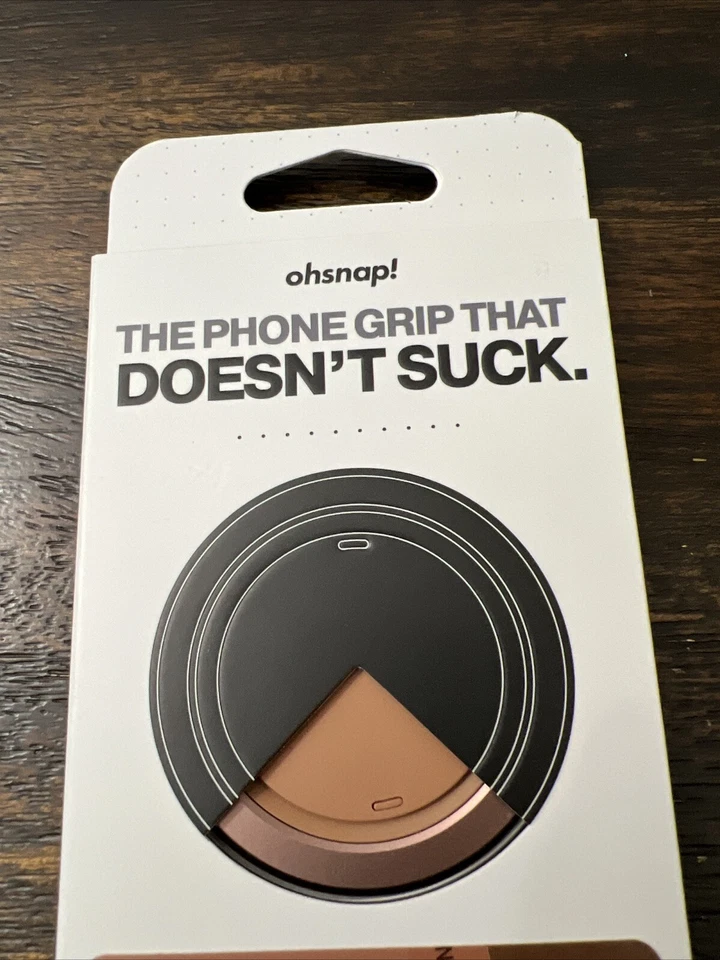 Empuñadura magnética para teléfono OhSnap Snap Grip y soporte ultrafino marrón coñac ABIERTO NUEVO Foto 3 de 4