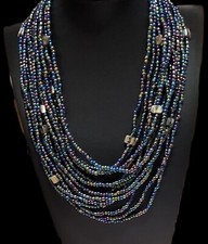 Seed Bead Layered necklace - Multi Peacock- 18 inches