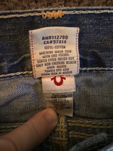 HOT USA Men TRUE RELIGION RICKY BIG QT DISTRESS Baggy Denim Jeans 44x32 - Picture 18 of 21
