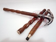 Vintage Brass Anchor Handle Antique Style Victorian Wooden Walking Stick Cane