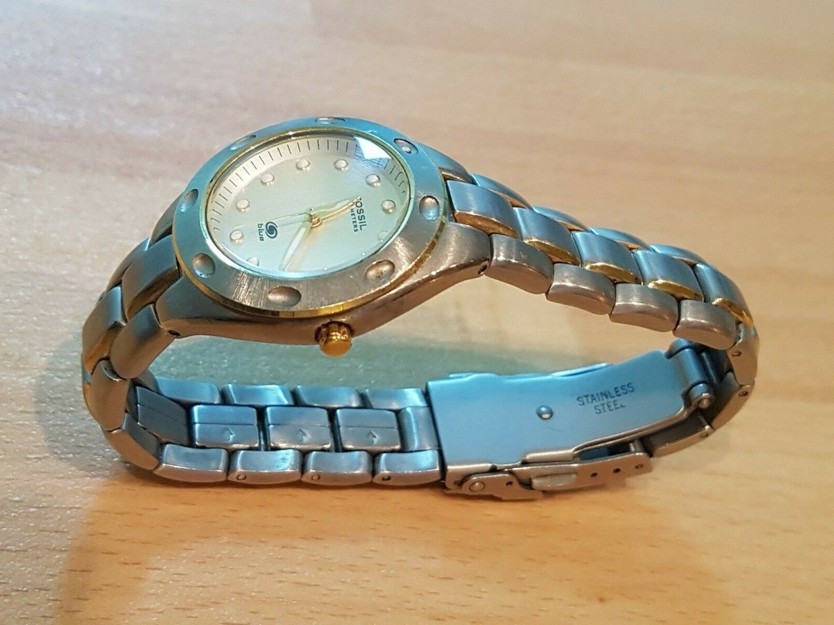 Fossil Blue 100 meters AM 3344 watch Ladies Fossil Blue 100 Meter Silver Tone Watch - Etsy main image 4