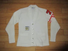 1970s Vintage AMF Tennessee American Women's White Award Sweater 38 Cardigan