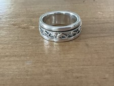 Sterling Silver Jumping Dolphin Ocean Beach Rotating Band Ring Sz 7.25