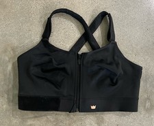 Shefit Womens Sports Bra Black Ultimate High Impact Zip Cinch Lift Sz 4Luxe