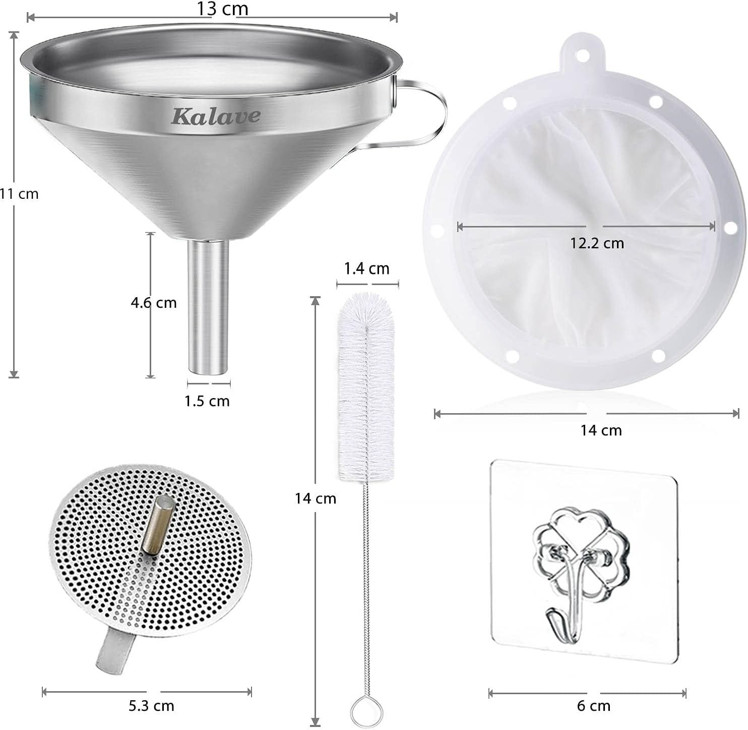 Versatile 5-Inch Stainless Steel Funnel & 200 Mesh Strainer for Liquids & Grains