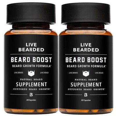 Live Bearded Beard Boost - Beard Growth Vitamins for Men with Biotin, Collagen, 