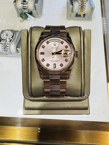 Rolex Day-Date 118205 Everose President Bracelet with Pink Bezel And Pink Dial