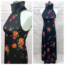 Vintage 90’s Melissa Lane Floral Rose Turtleneck Halter Maxi Dress 6
