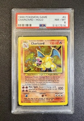 Pokémon Charizard Base Set Holo 1999 #4/102 Wizards PSA 8 English