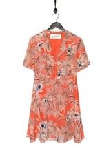 Valentino Orange Hawaiian Floral Short Sleeves Dress - 40 IT