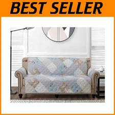 Machine Washable Floral Patchwork Couch Cover - Perfect for Families and Pets