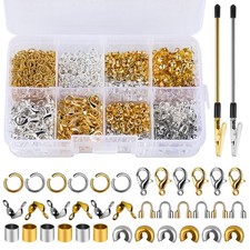 Yizzvb 1320 Pcs Crimp Beads for Jewelry Making, 2 Bracelet silver, gold