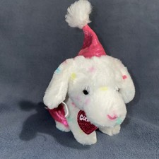 Justice Gund Confetti Puppy Dog Plush Party Hat Skirt White Hot Pink READ 
