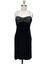 Black Velvet & Chiffon Prom Evening Short Cocktail Party Dress Sleeveless sz 4