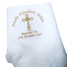 Personalised  Christening Shawl/Baptism Shawl Embroidered Baby Shawl Christening