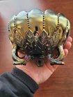Nice Northwood Purple Carnival Glass Leaf & Beads Rose Bowl Plain Interior