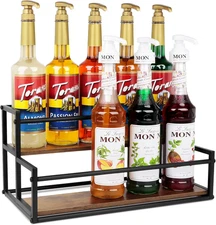 Coffee Syrup Rack Organizer, 2-Tier 10-Bottle Syrup Holder Stand for Coffee Bar 