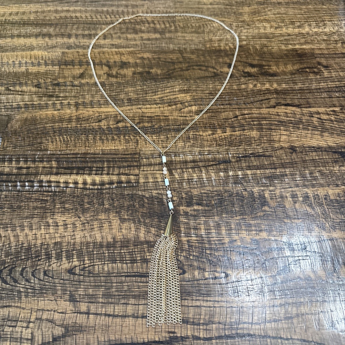 Vintage Gold Chain Tassel Pendant Long 24" 7" Tassel Boho Flapper Sautoir Chic