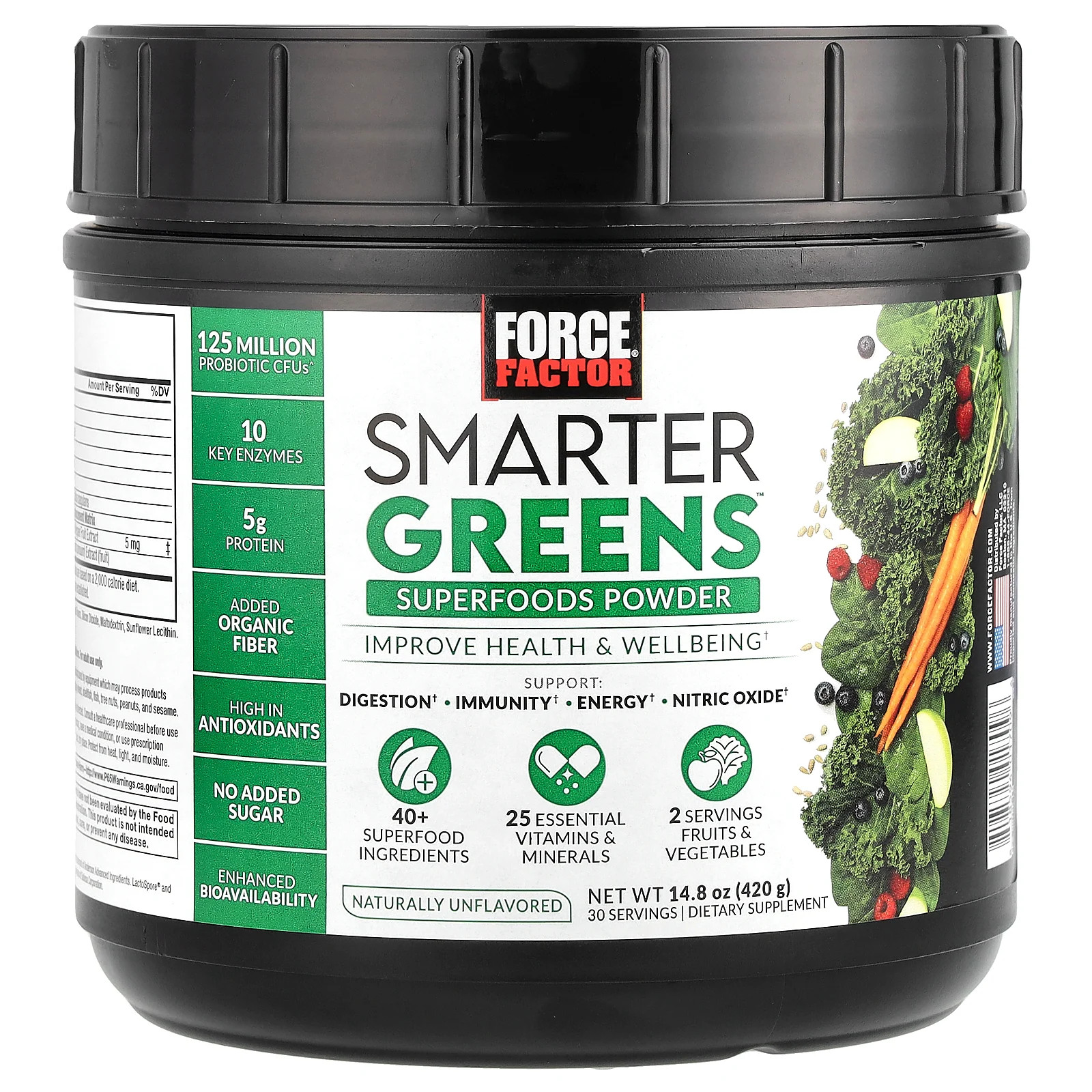 Smarter Greens, суперпродуктовый порошок, без вкуса, 14,8 унции (420 г)