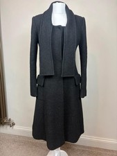 Betty Jackson Studio Black Wool Blend Scarf Neck Coat Jacket uk 10 Tailored Chic