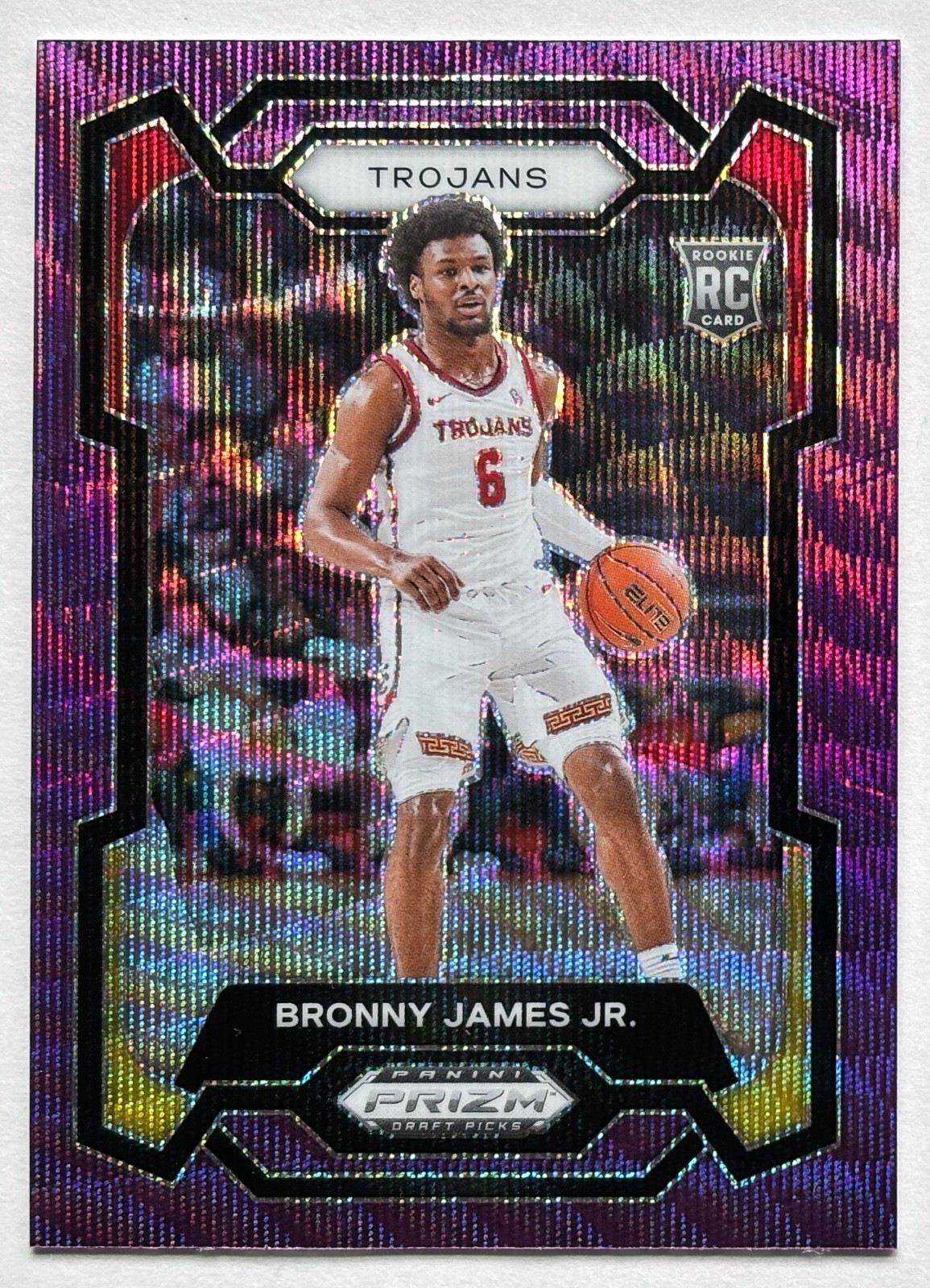 Bronny James - 2024 Panini Prizm Draft Picks #86 - Purple Wave Parallel - RC