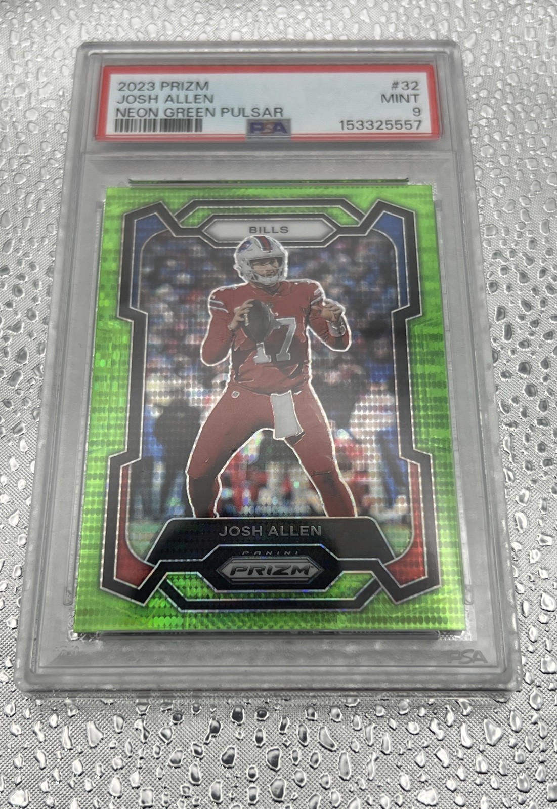 2023 Panini Prizm - Josh Allen #32 Neon Green Pulsar Prizm PSA 9 Buffalo Bills