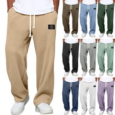 Herren Weites Bein Freizeithose Sweatpants mit Kordelzug Jogginghose Baggy Hosen