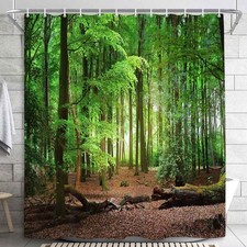 Nature Forest Fabric Shower Curtain Extra Long Curtains Bathroom Waterproof