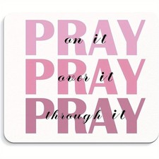2D Pink Christian Anti-Slip Mouse Pad 'Pray It Over It' Office Gift for Women