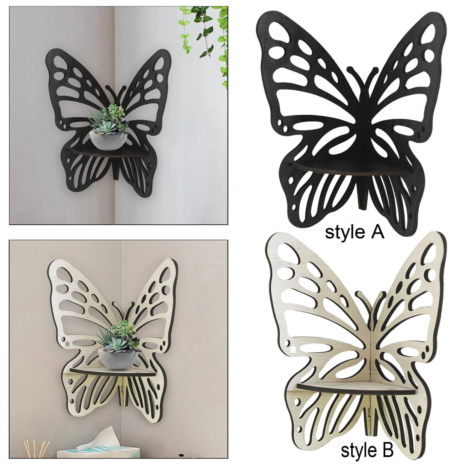 Wall Corner Shelf Wood Shelves Butterfly Corner Shelf