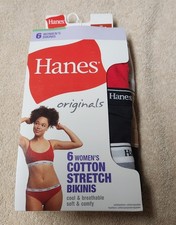 NWT HANES ORIGINALS 6 PC Cotton Stretch BIKINI UNDERWEAR PANTIES Womens SIZE 6