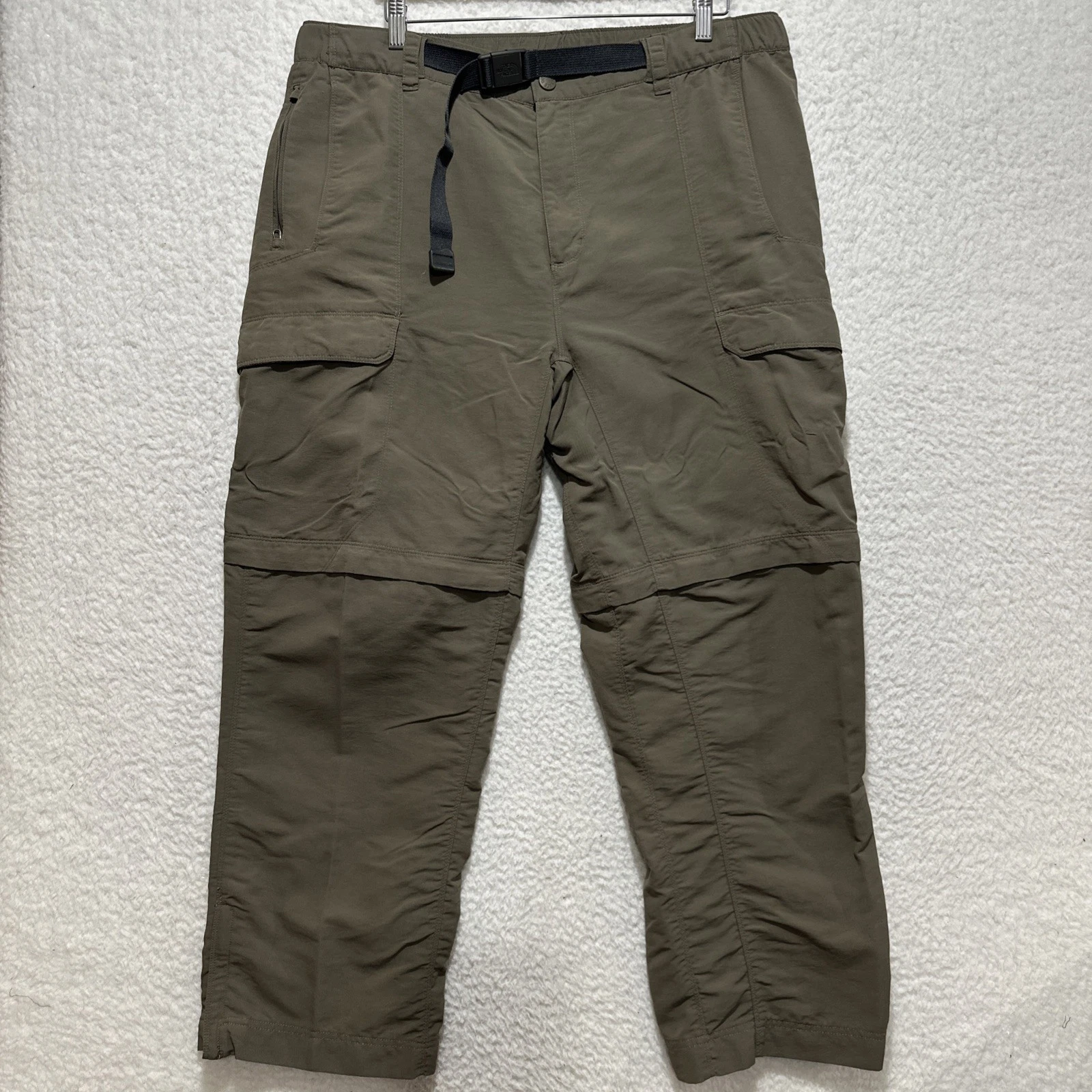The North Face Men's Pants Size XL Brown Belted Nylon Convertible Hiking Cargo