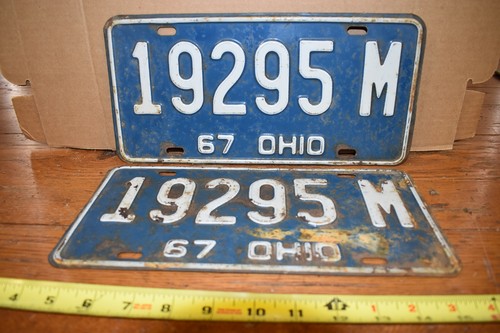 OHIO LICENSE PLATE MATCHED SET 1967 USED Hot Rod Garage ManCave Decor